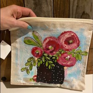 Hand painted canvas pouch. Wearable Art